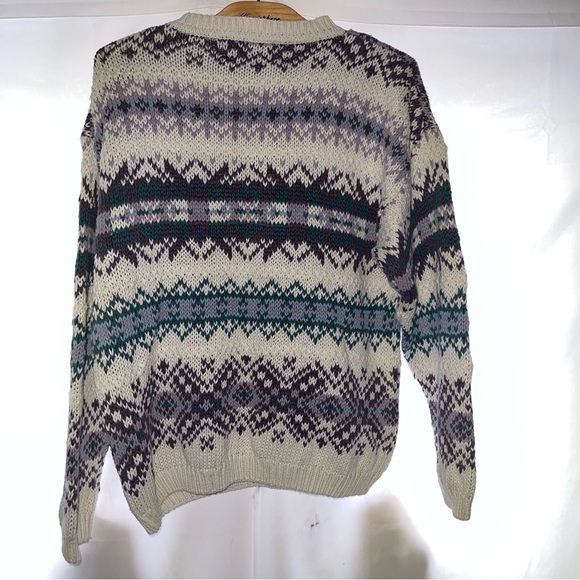 B. Moss Women's Cable Knit Cardigan Sweater Medium Crew Neck - Picture 3 of 8